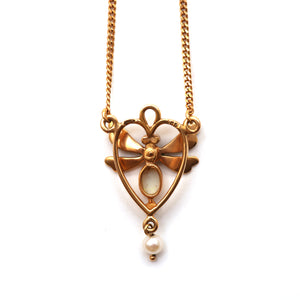 14k Art Nouveau Dragonfly Lavalier Necklace