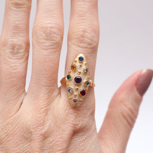 14k Multigem Navette Ring