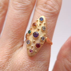 14k Multigem Navette Ring