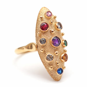 14k Multigem Navette Ring
