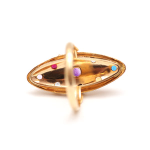 14k Multigem Navette Ring