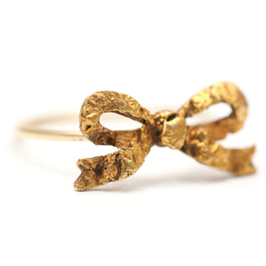 Gold Nugget Bow Ring