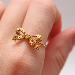 Gold Nugget Bow Ring