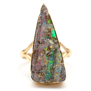 14k Boulder Opal Spear Ring