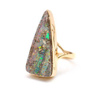 14k Boulder Opal Spear Ring