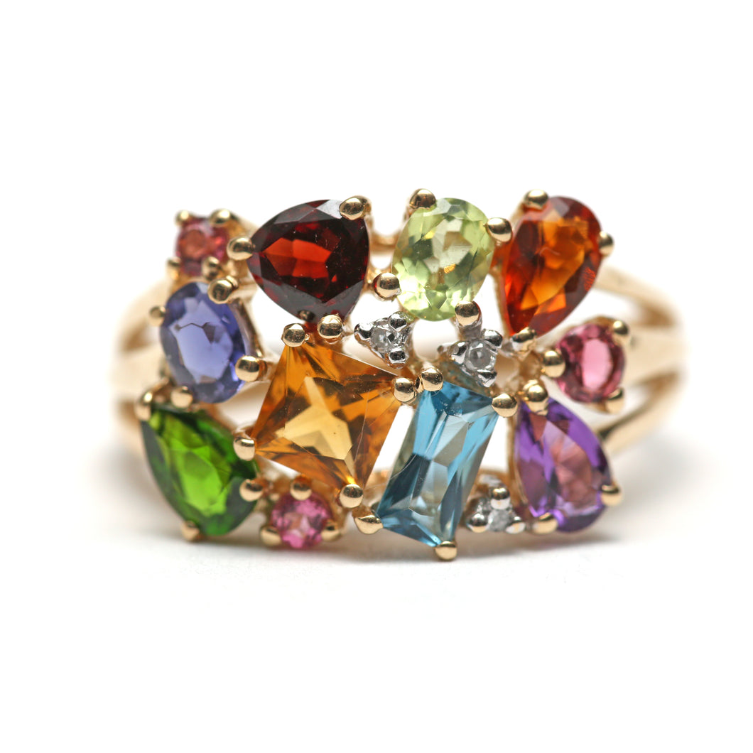 14k Gem Cluster Ring