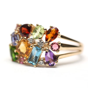 14k Gem Cluster Ring