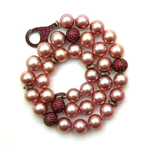 Ruby Diamond Pearl Necklace