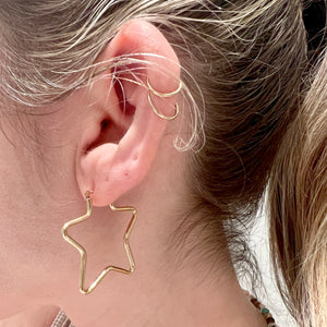 10k Star Hoop Earrings