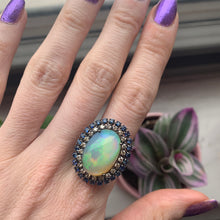 將圖片載入圖庫檢視器 Large Opal Diamond Sapphire Ring
