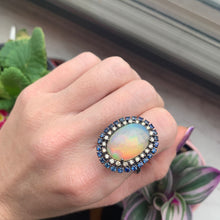 將圖片載入圖庫檢視器 Large Opal Diamond Sapphire Ring
