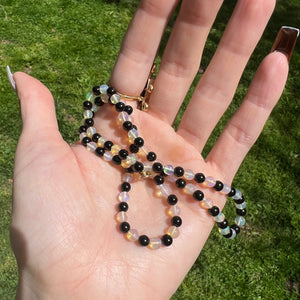 14k Opal Onyx Beaded Necklace