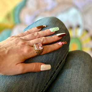 18k Pink Leopard Ring