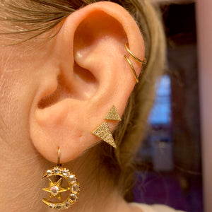 SOLD TO K***14k Rose Cut Diamond Celestial Earrings