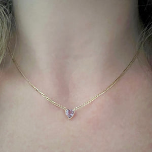 14k Pink Sapphire Heart Necklace