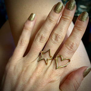 14k Open Heart and Star Rings