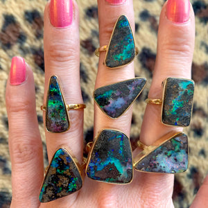 THREE LEFT***14k Chunky Space Boulder Opal Rings