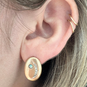 14k Victorian Rose Cut Diamond Moon Earrings