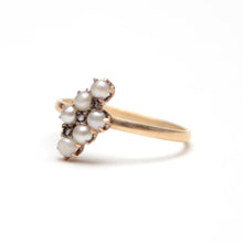 画像をギャラリービューアに読み込む, 10k Victorian Rose Cut Diamond and Pearl Ring
