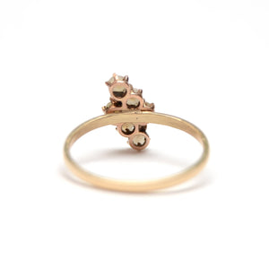 10k Victorian Rose Cut Diamond and Pearl Ring