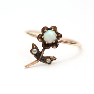 10k Victorian Opal Flower Conversion Ring