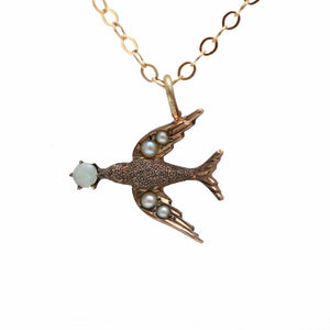 10k Opal Victorian Swallow Necklace