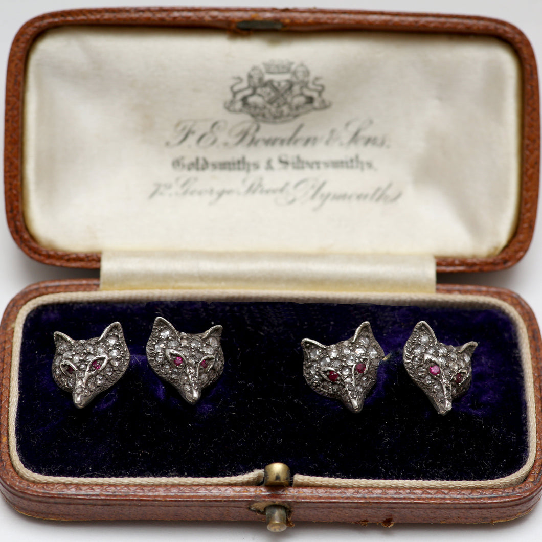 Victorian Diamond Fox Cuff Links
