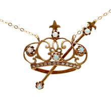 將圖片載入圖庫檢視器 14k Opal Diamond Crown and Scepter Necklace
