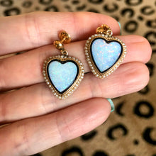 Laden Sie das Bild in den Galerie-Viewer, 14k Victorian Opal Doublet Heart Earrings
