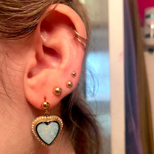 14k Victorian Opal Doublet Heart Earrings