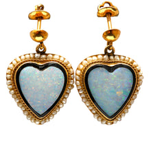 Load image into Gallery viewer, 14k Victorian Opal Doublet Heart Earrings
