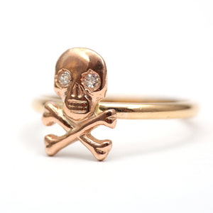 Gold and Diamond Skully Ring