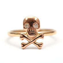 Load image into Gallery viewer, Gold and Diamond Skully Ring
