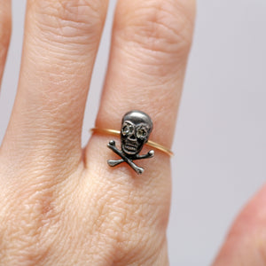 Gold and Sterling Skull Ring