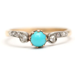 10k Victorian Turquoise and Diamond Ring