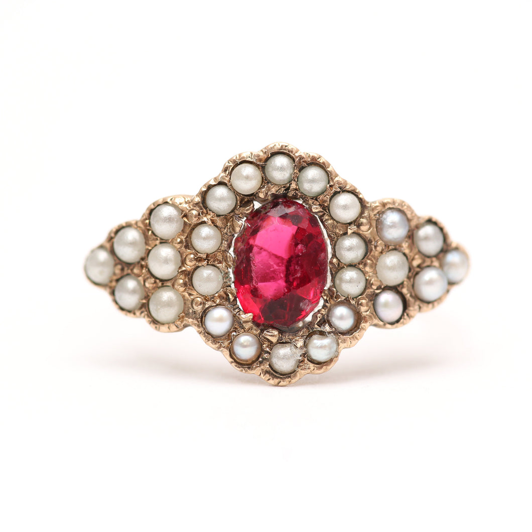 10k Georgian Red Paste Ring