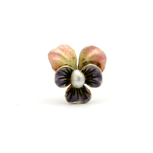 14k Pansy Stud Earring