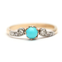 將圖片載入圖庫檢視器 10k Victorian Turquoise and Diamond Ring
