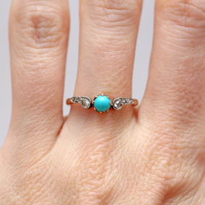 10k Victorian Turquoise and Diamond Ring
