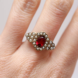 10k Georgian Red Paste Ring
