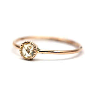 14k Rose Cut Diamond Round Solitaire Ring