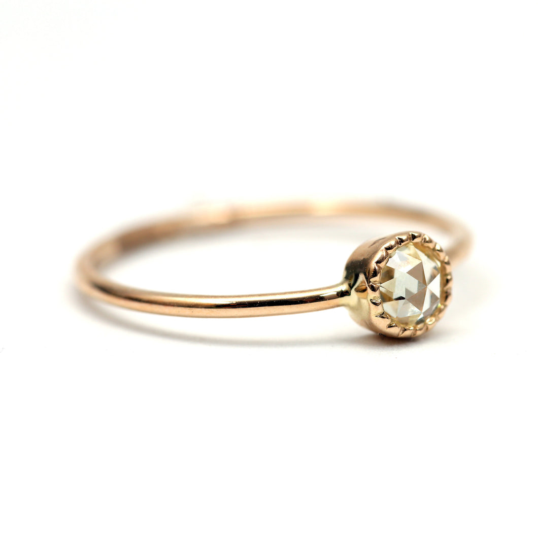14k Rose Cut Diamond Round Solitaire Ring