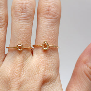 14k Rose Cut Diamond Pear Solitaire Ring