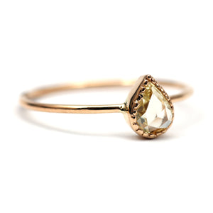 14k Rose Cut Diamond Pear Solitaire Ring