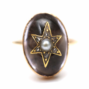 Victorian Rock Crystal Diamond Starburst Ring