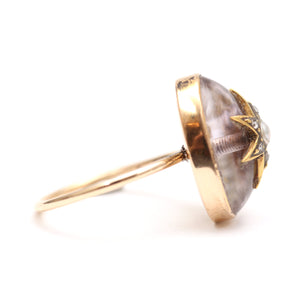 Victorian Rock Crystal Diamond Starburst Ring