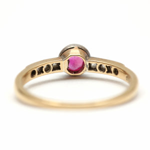 14k Rose Cut Diamond and Pink Sapphire Ring