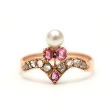 將圖片載入圖庫檢視器 18k Pink Topaz and Diamond Belle Epoque Ring
