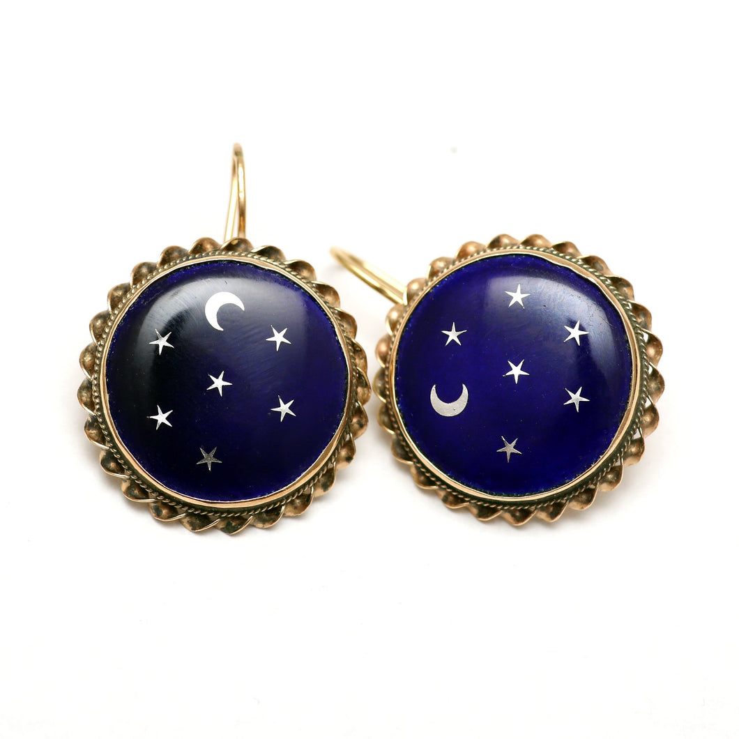 14k Enamel Celestial Earrings