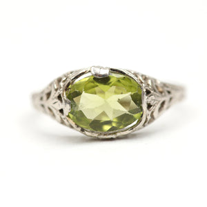 10k Peridot Art Deco RIng
